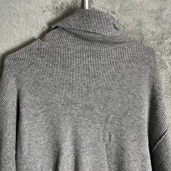 Free People Oversized Knit Turtle Neck Tunic Ribbed Sweater Gray Size Small - Picture 6 of 6